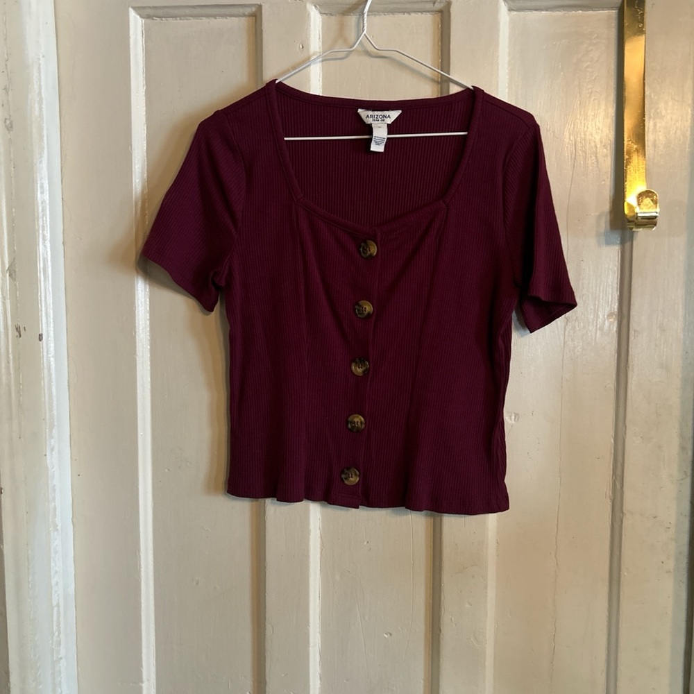 Forever 21 Deep Red Button-Down Shirt